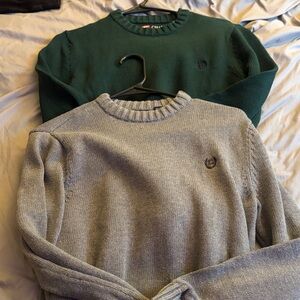 Green and Gray Crewneck Sweaters